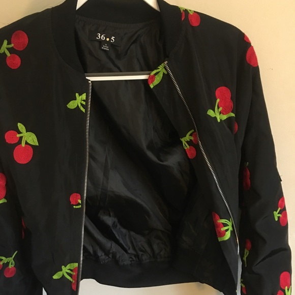 Satin cherry bomber jacket - Picture 1 of 4